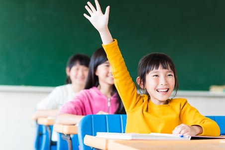 happy little girl learning in the classroom AKLC Online Learning Experience
